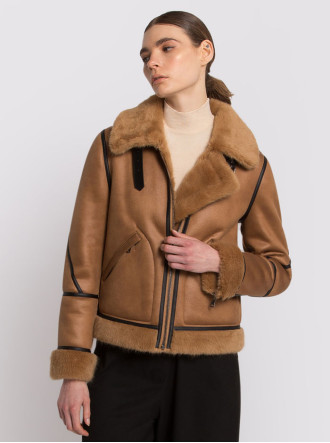 Reversible Faux Fur / Suede Short Coat - Camel (Urbancode)